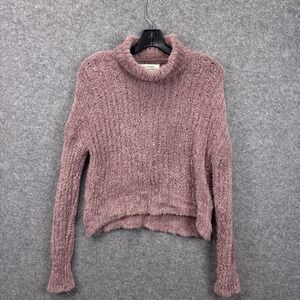 REI Cooperative Womens Mauve Fuzzy Wool Blend Turtleneck Sweater XS Relaxed Fit